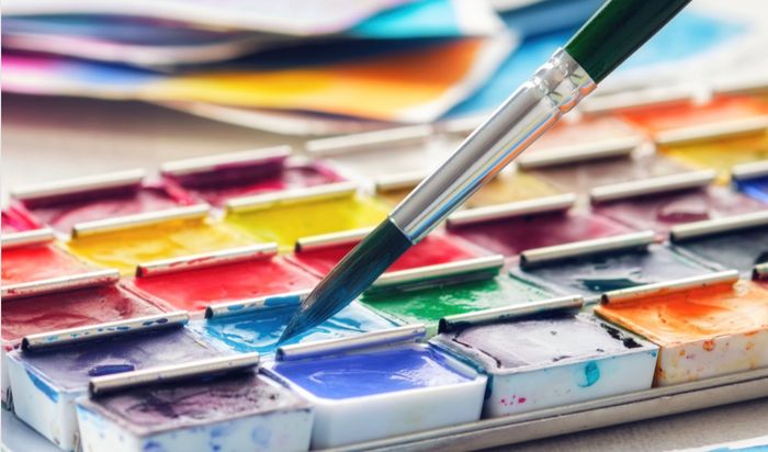 Image of watercolors and paint brush