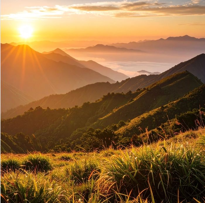 Image of mountains and sunrise