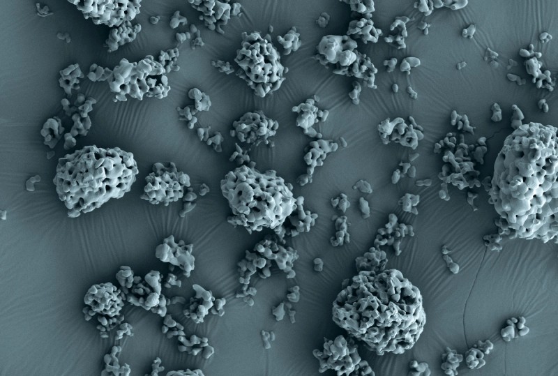 Scanning electron microscopic scan of granular bioceramic particles