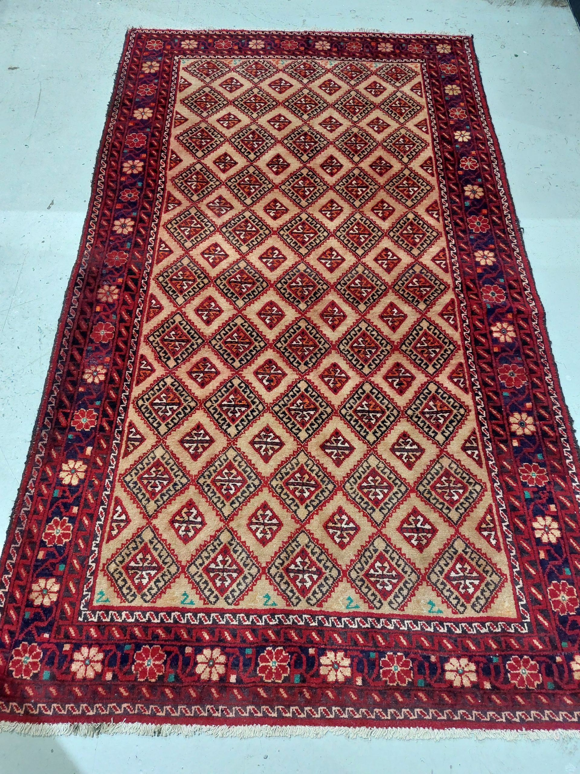 Iranian Belouch Hand Knotted Wool and Cotton Rug