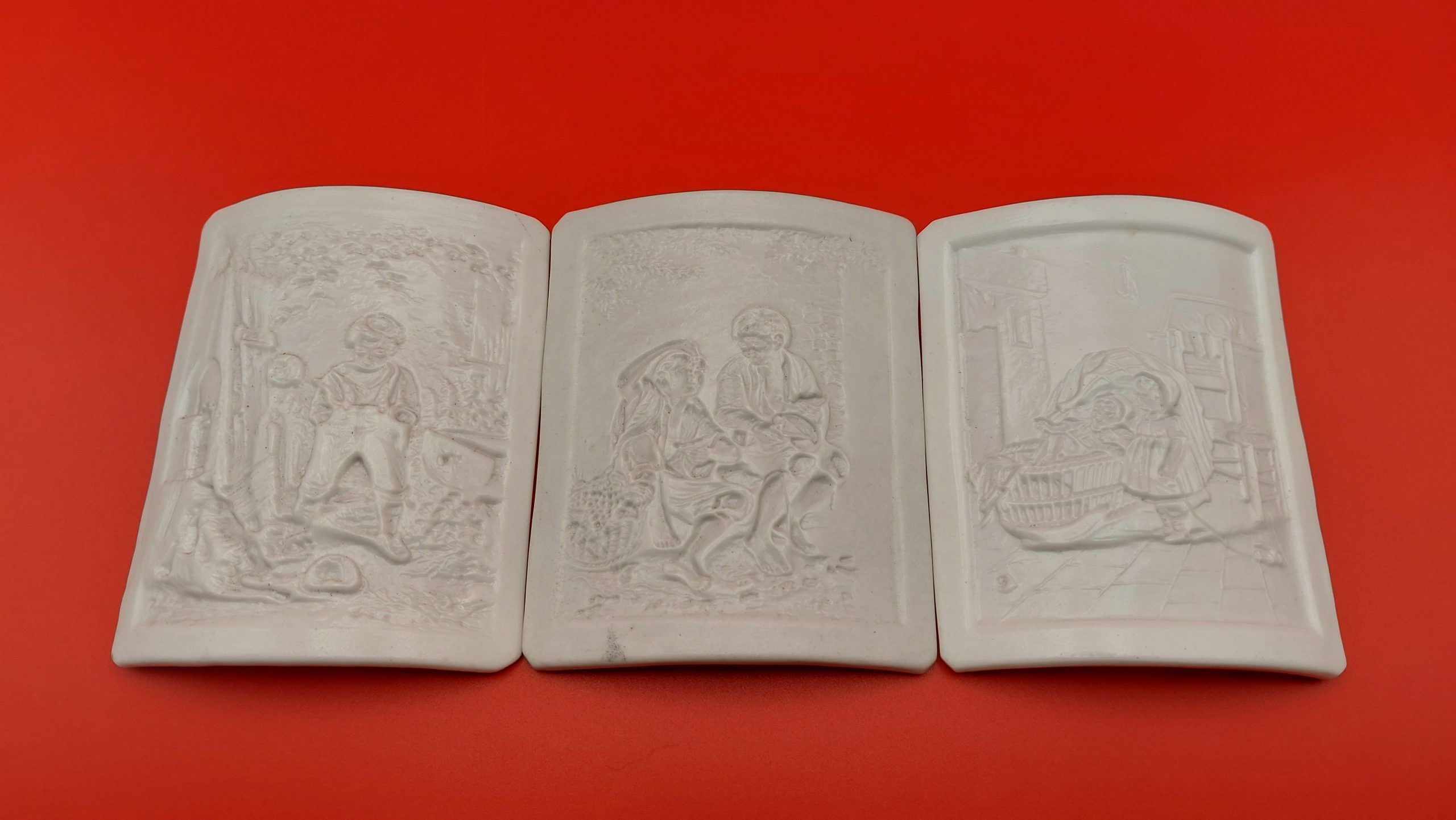 Three Curved Porcelain Lithophane Plaques