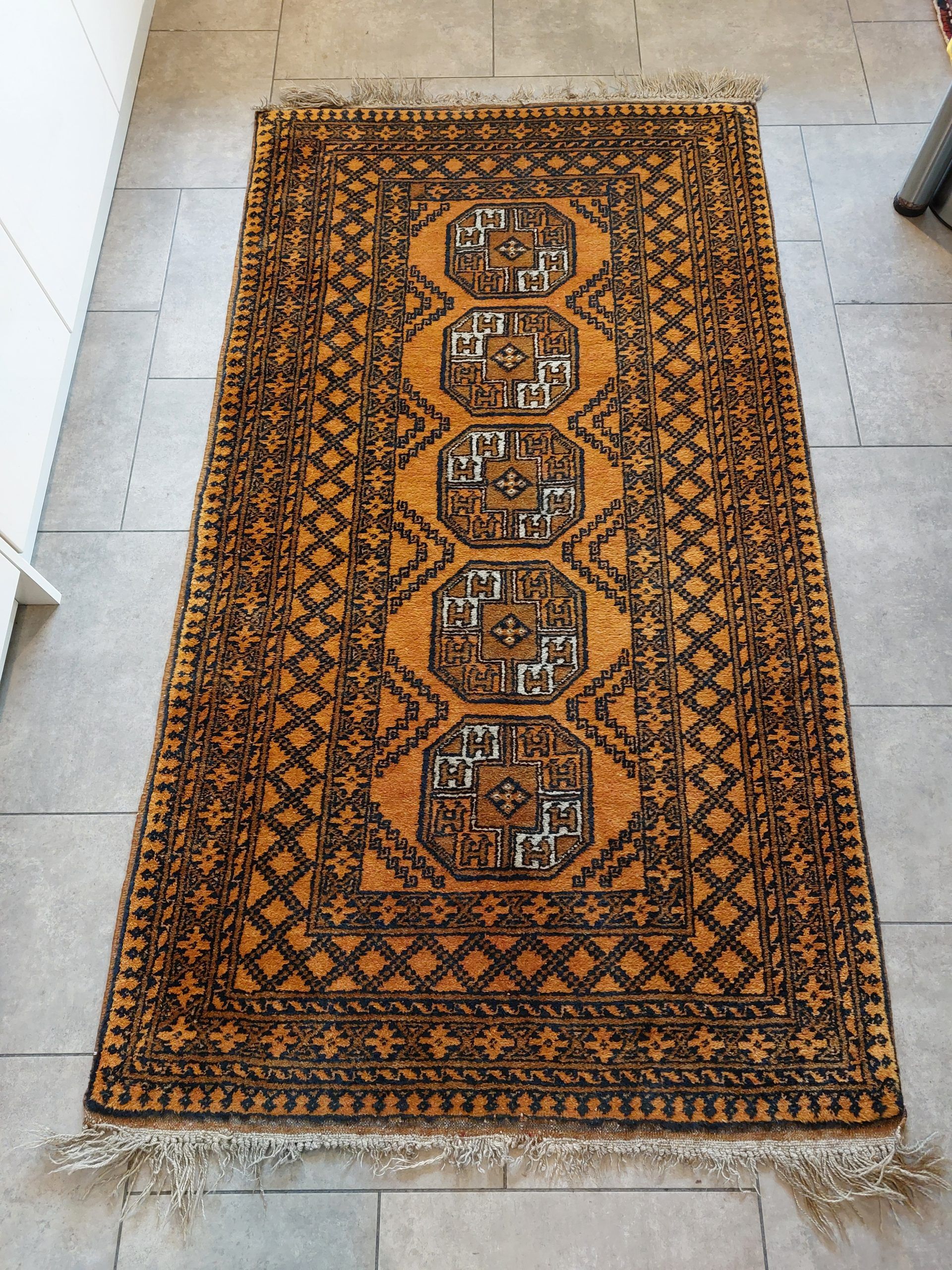 Afghan Bokhara Style Hand Knotted Wool Rug