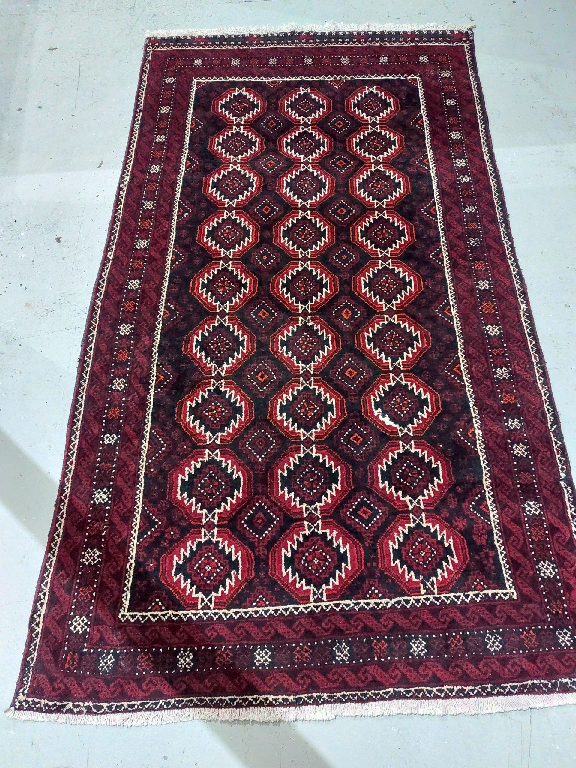 Iranian Belouch Hand Knotted Wool and Cotton Rug