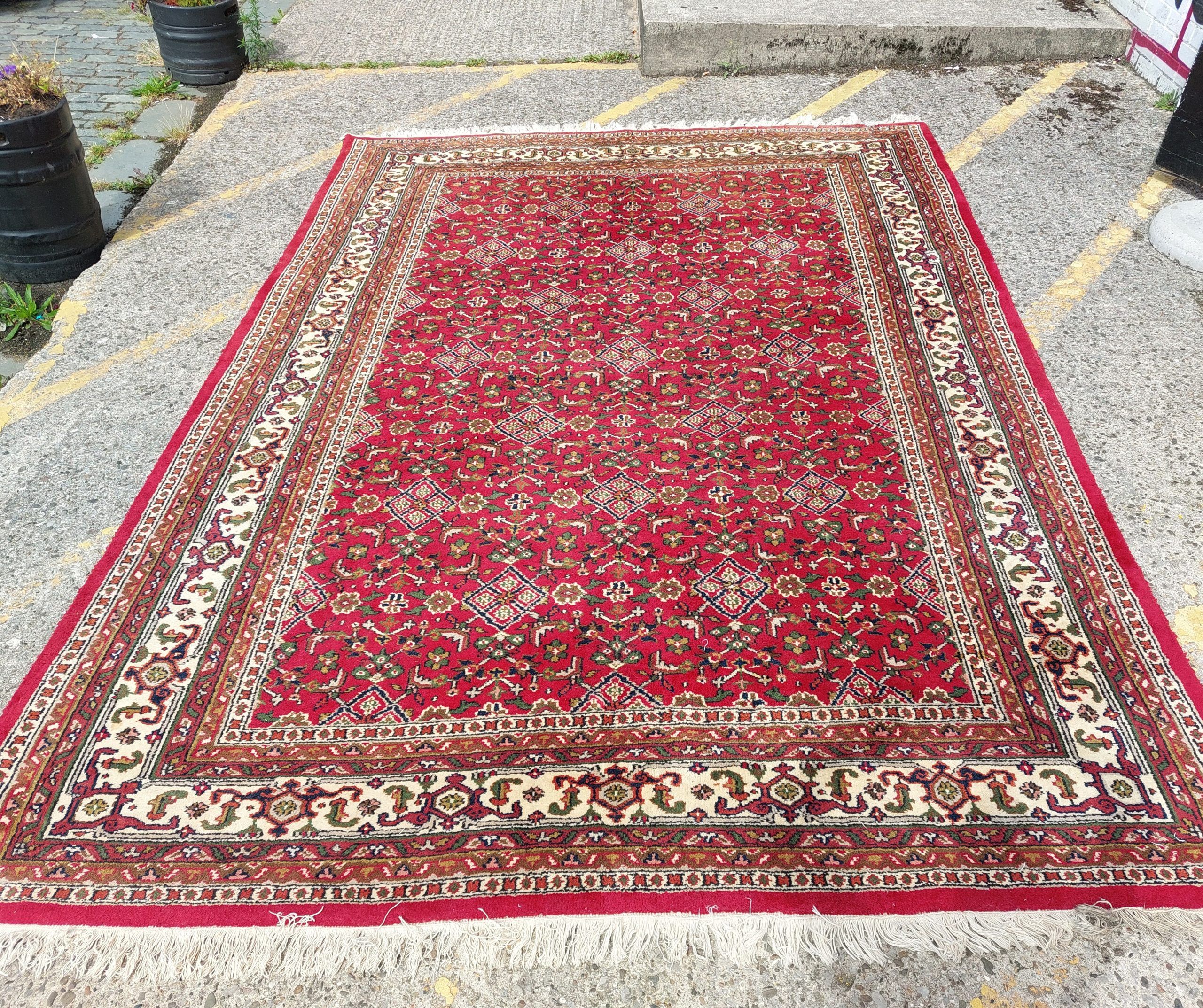 Vintage Persian Hamadan Style Hand Knotted Wool Rug c1980s