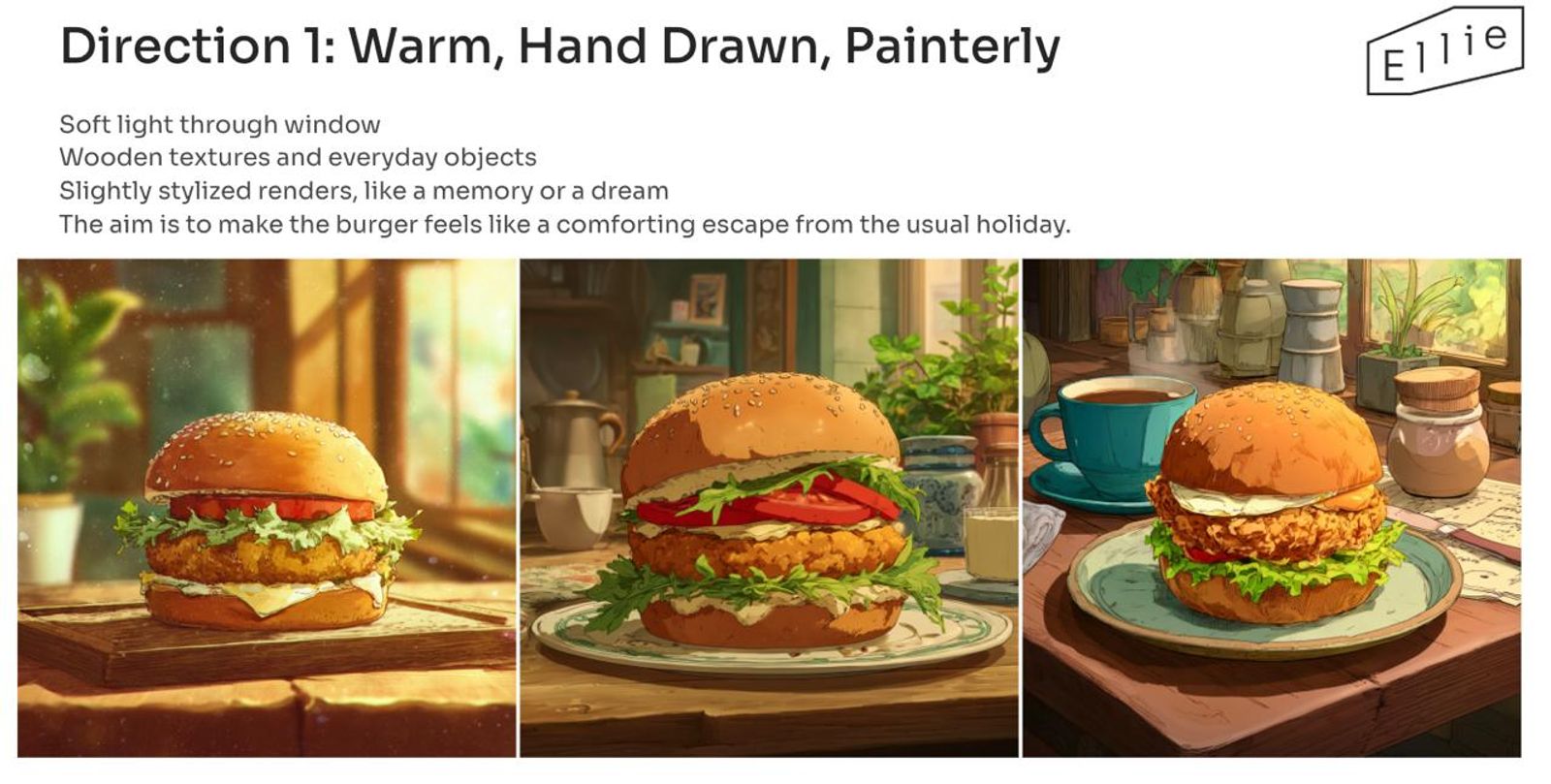 Direction 1: warm, hand drawn, painterly pitch slide