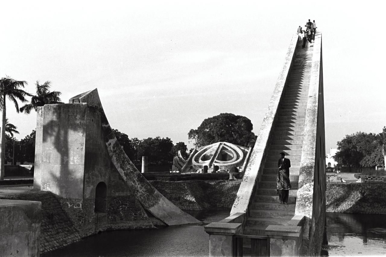 Photograph by Isamu Noguchi of the Jantar Mantar in New Delhi, India, c. 1950s. (The Noguchi Museum Archives, 08447.3. Photo: Isamu Noguchi. ©The Isamu Noguchi Foundation and Garden Museum / ARS, New York)