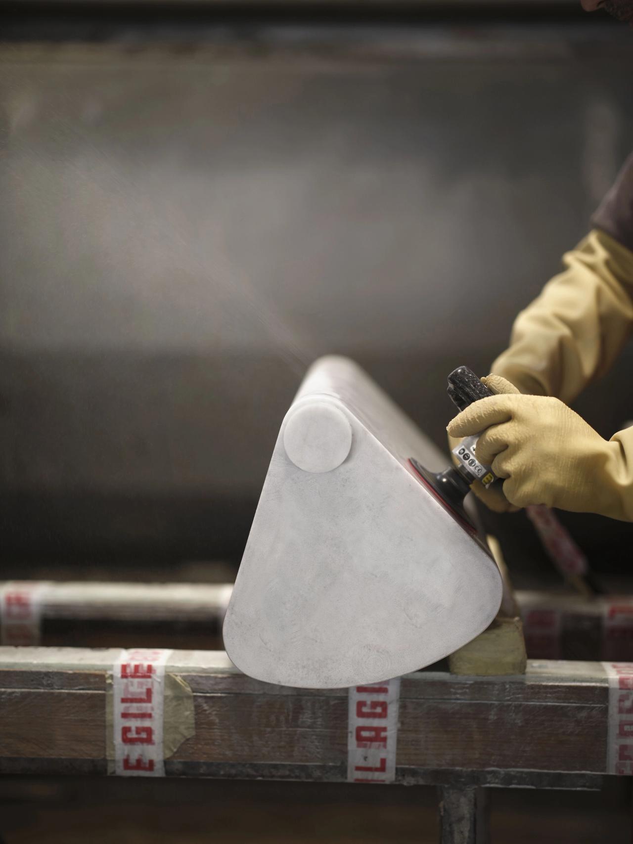 A Largo table (2023) for Marsotto being manufactured. (Photo: Alberto Strada)