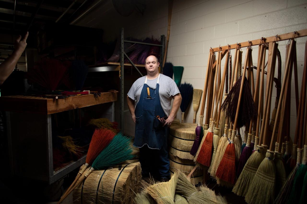 Chris Robbins, the master broom maker at Berea College. (Photo: Justin Skeens. Courtesy Berea College)