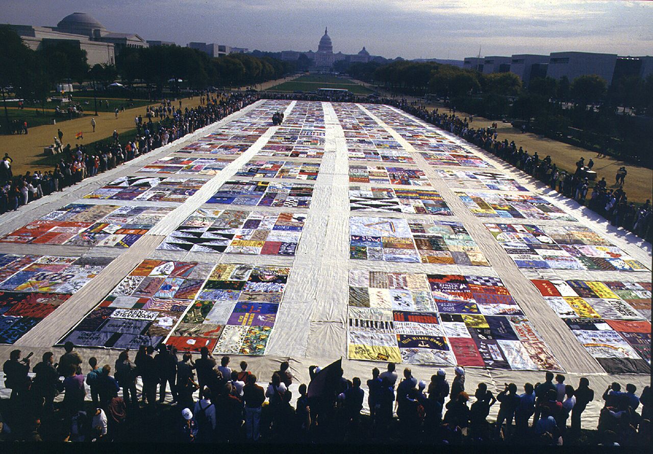 The AIDS Memorial Quilt, first displayed in 1987 in Washington, D.C. (Courtesy National AIDS Memorial)