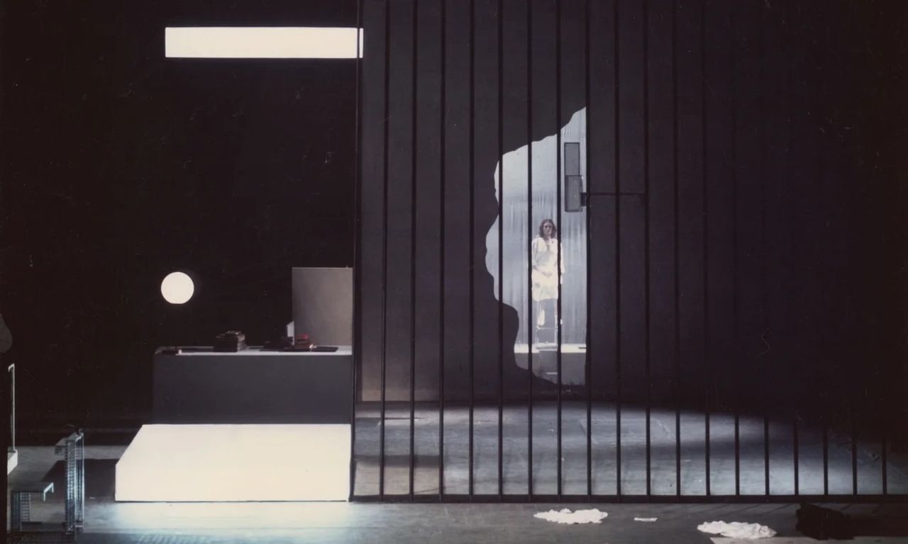 A view of Einstein on the Beach (1976) at the Metropolitan Opera in New York the year it premiered. (Copyright Byrd Hoffman Foundation)