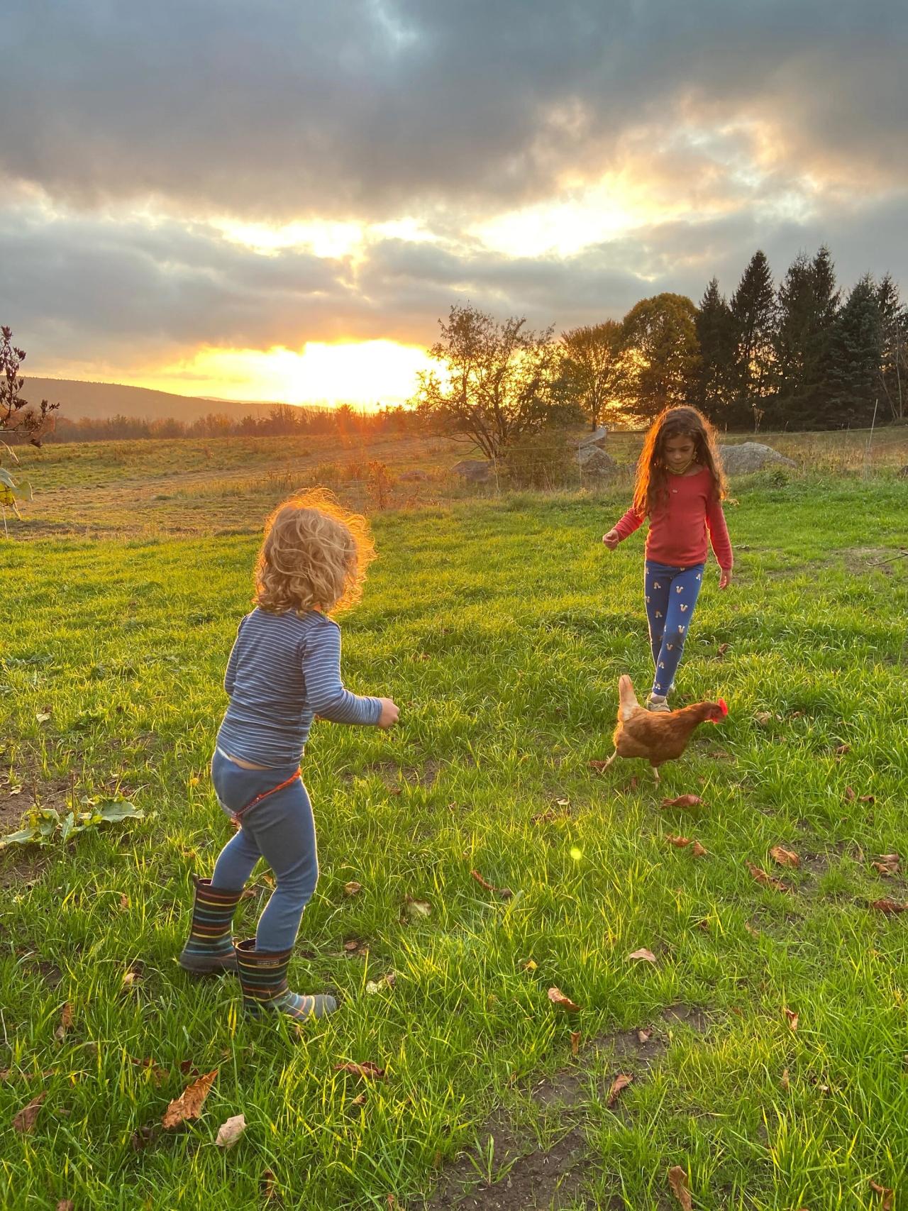 Barber’s children at Blue Hill Farm. (Courtesy Dan Barber)