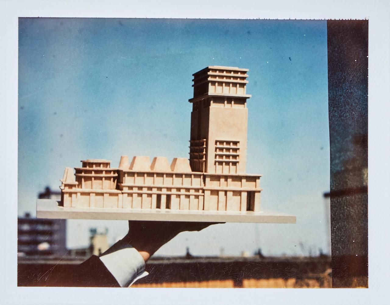 A model Hoke built for a client based in Obihiro, Japan. From Michael Graves’s Princeton studio, they would often take models outside to look at them under natural daylight and study the play of light, shadow and form. (Courtesy John Hoke)