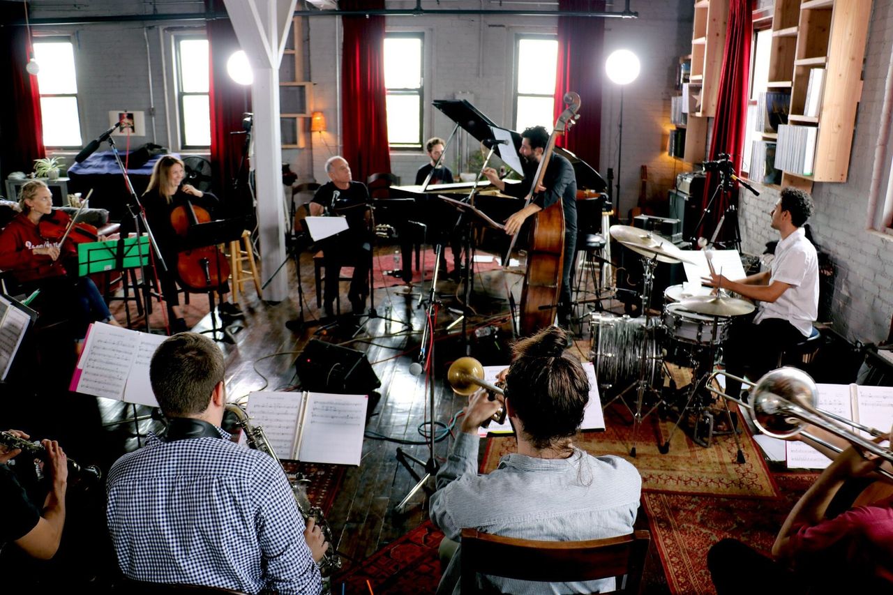Broza rehearsing Tefilah with his musicians. (Courtesy David Broza)