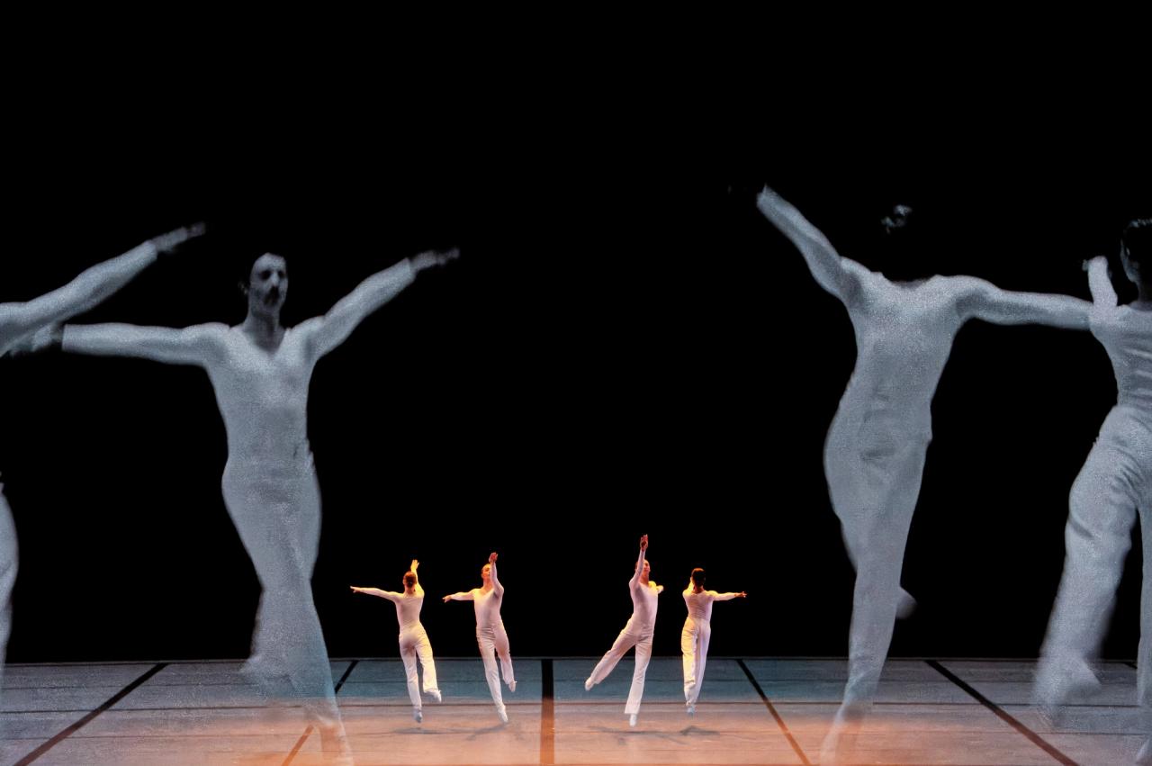 The Lyon Opera Ballet performing Childs’s “Dance” (1979) at New York City Center in 2023. (Photo: Agathe Poupeney/Courtesy Lyon Opera Ballet.)