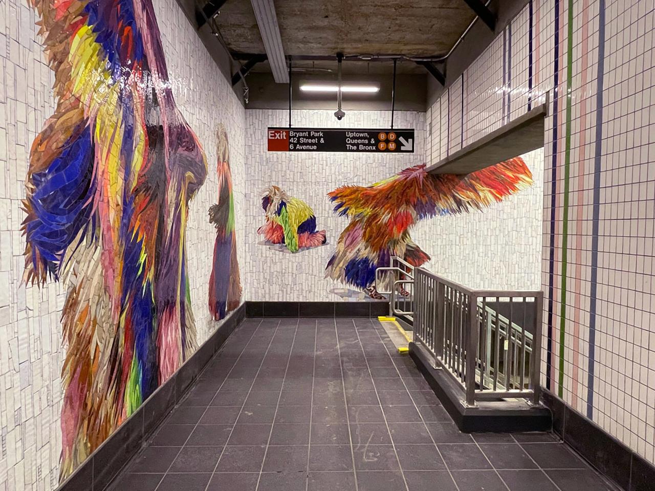 Cave’s installation “Every One” at the Times Square-42nd Street station in Manhattan. (Courtesy MTA Arts & Design)