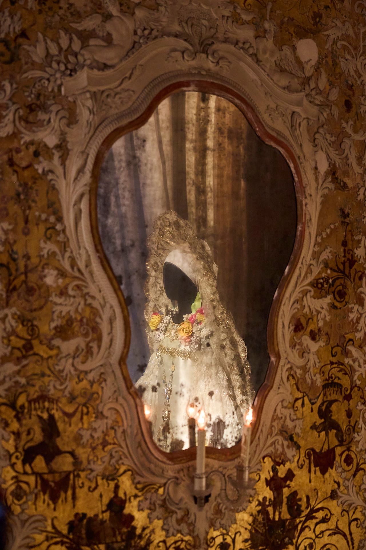 Reflection of a Christian Lacroix headdress arrangement by Fabio Petri (haute couture fall/winter 2009). (Photo: Antonio Campanella for The Slowdown/Courtesy Christian Lacroix, STL group)