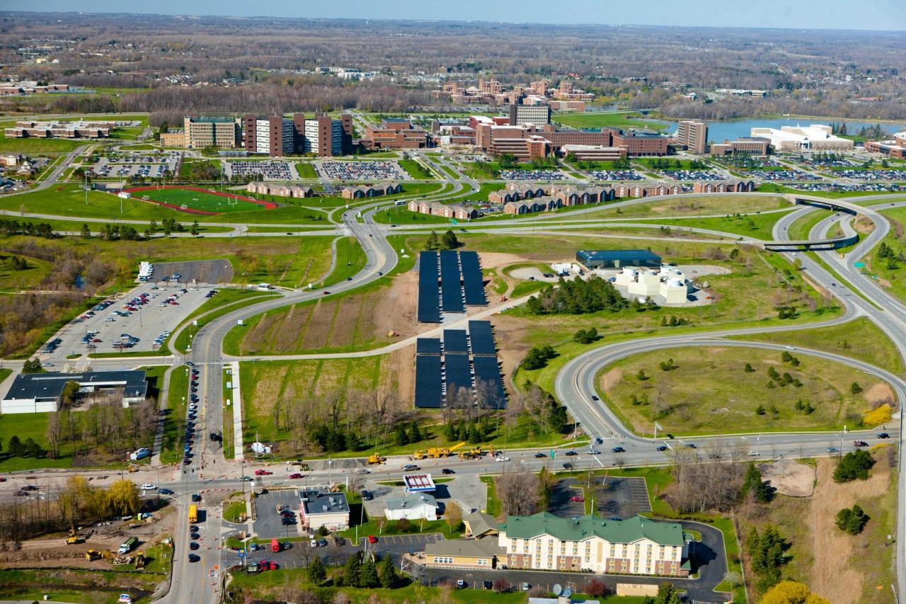 Aerial view of the Solar Strand landscape under construction in Buffalo, New York. (Photo: Douglas Levere. Courtesy Walter Hood)