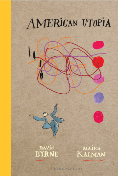 Illustrated book cover with scribbles, dots, and a falling man
