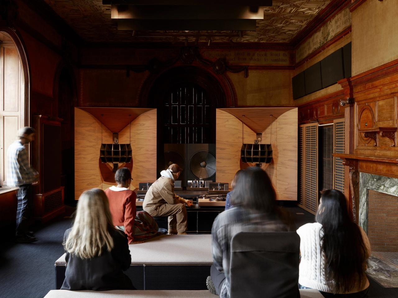 View of Devon Turnbull’s “HiFi Pursuit Listening Room Dream No. 3” at the Cooper Hewitt, Smithsonian Design Museum in 2025. (Courtesy Devon Turnbull/Lisson Gallery; Photo: Mark Waldhauser)