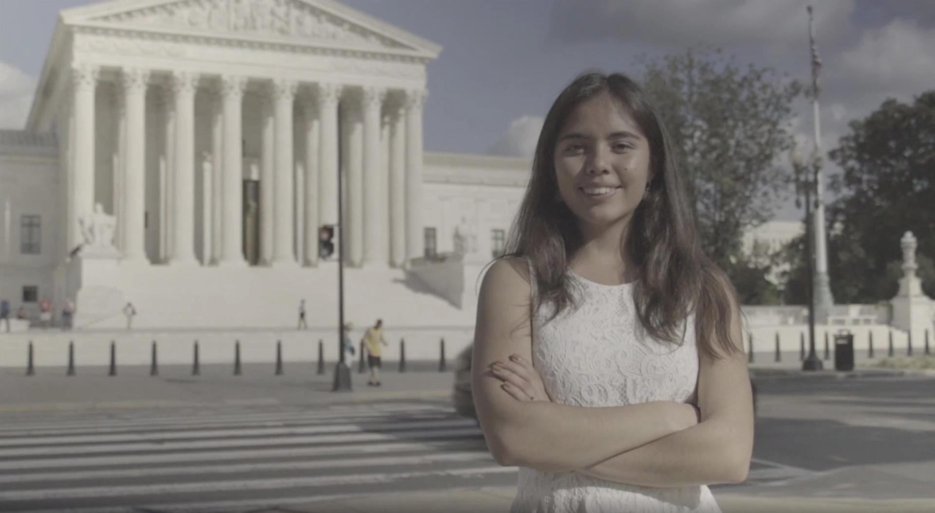 Bastida in front of the Supreme Court in Washington, D.C. (Courtesy Xiye Bastida)