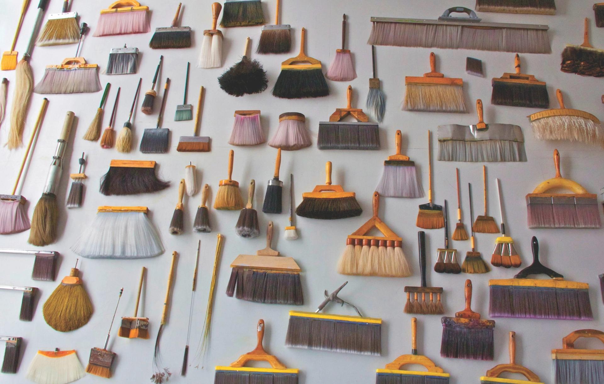 Nares’s brushes. (Courtesy Kasmin Gallery)