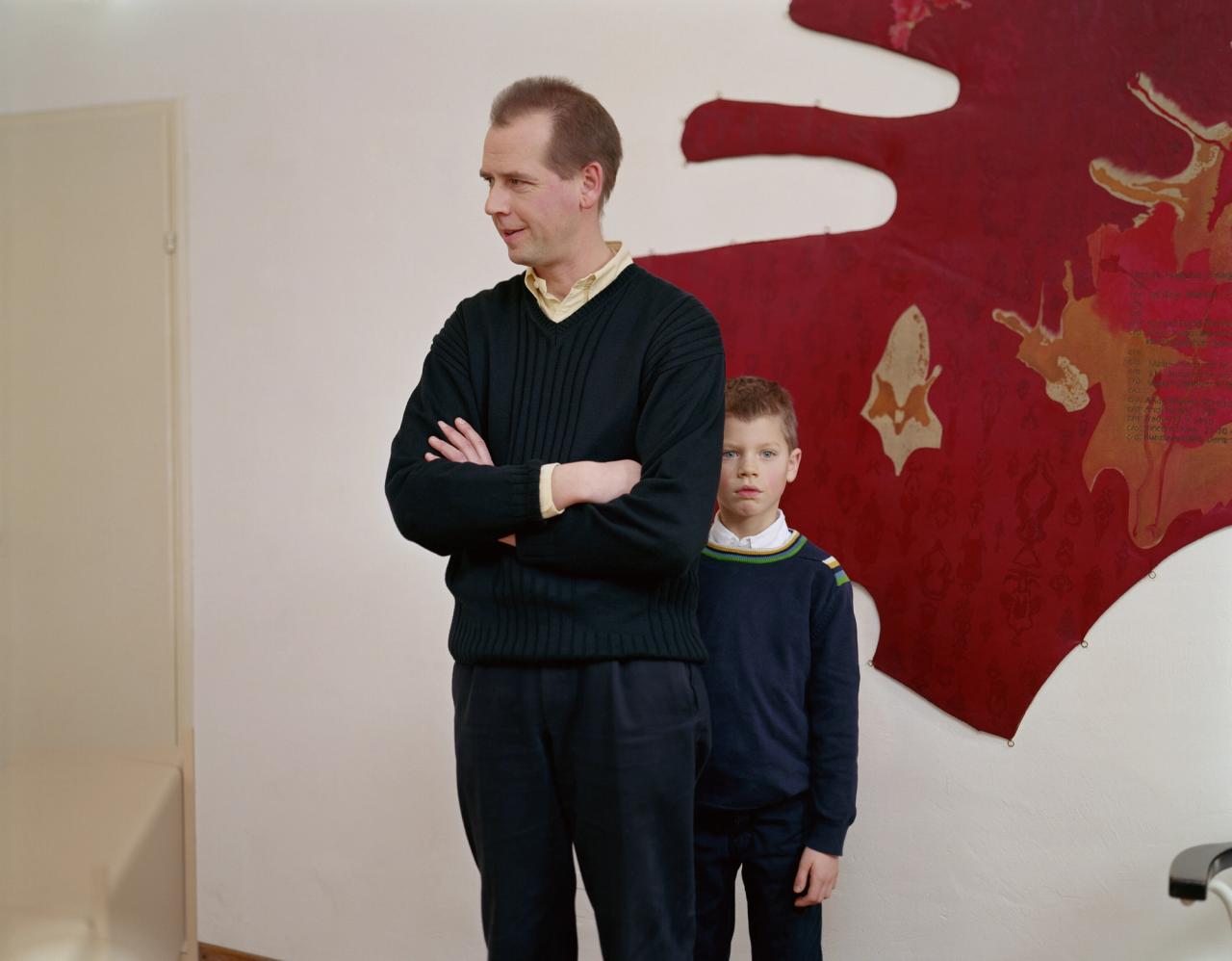 “Art Dealer and Son” (2001), a photo in Barney’s series “The Europeans.” (Courtesy the artist and Kasmin, New York)