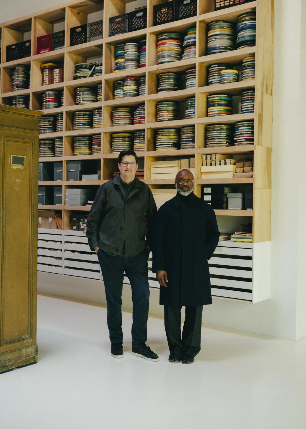 Spencer Bailey and Theaster Gates in Gates’s former studio in Chicago, home to his personal library, gallery spaces, a pottery studio, and a kiln. (Photo: Lyndon French)