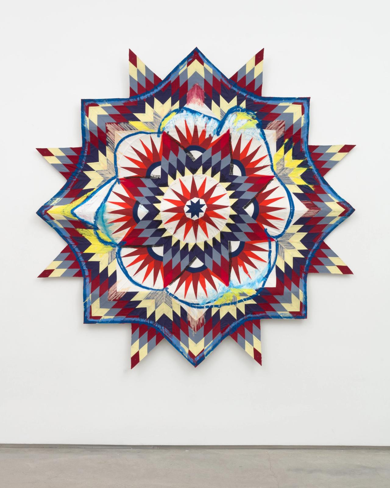“Lotus Nova” (2023), part of Biggers’s ongoing series of “Codex” quilts. (Courtesy the artist and Studio Sanford Biggers)