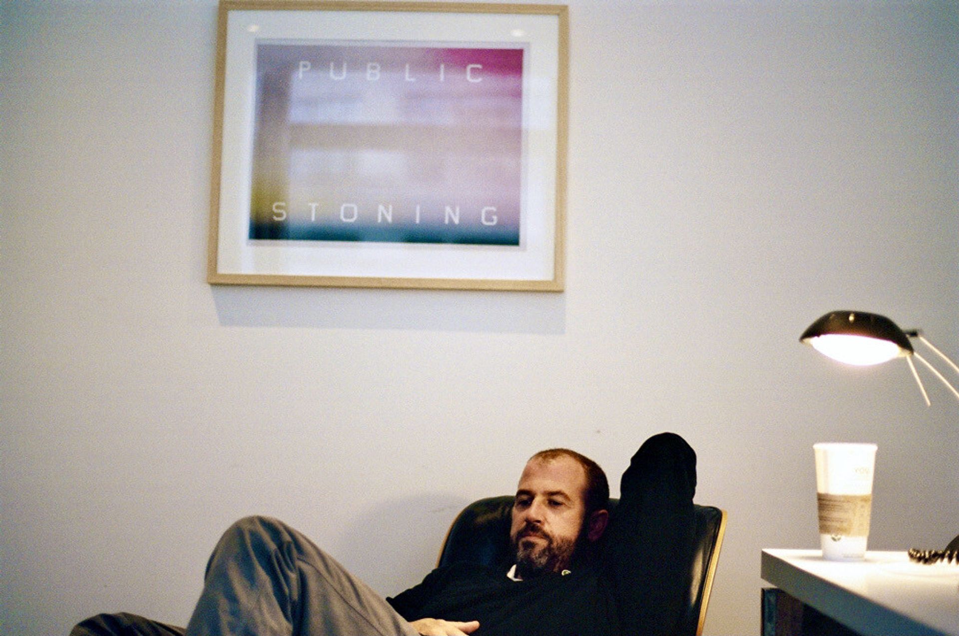 Frey at home in the process of writing The Final Testament of the Holy Bible. (Courtesy James Frey)