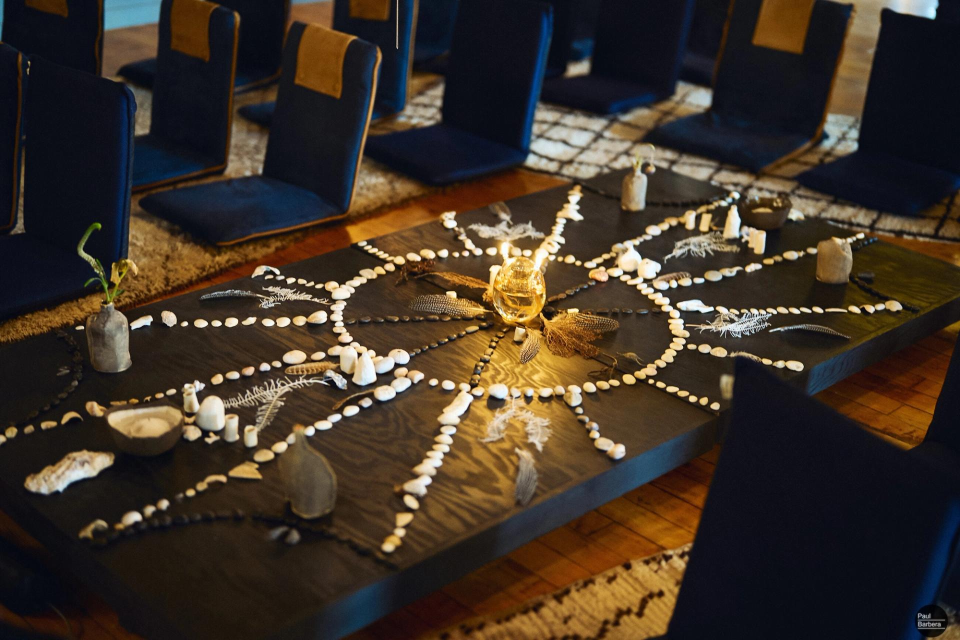 The setting for the cacao ceremony that Adelman hosted in her home. (Courtesy Lindsey Adelman)