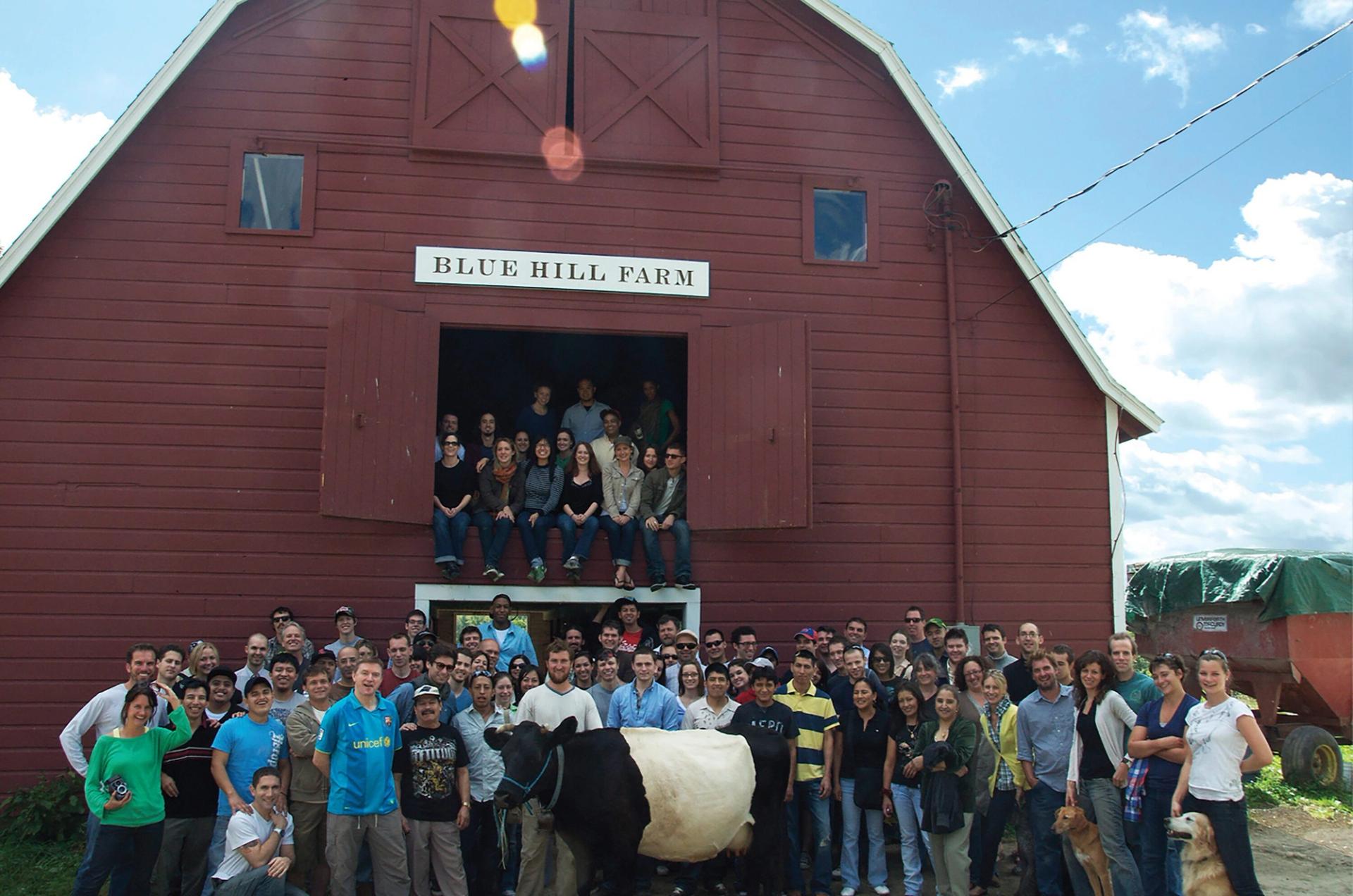 Barber with his entire staff (Blue Hill and Blue Hill at Stone Barns) on a field trip to Blue Hill Farm in 2009. (Courtesy Blue Hill)
