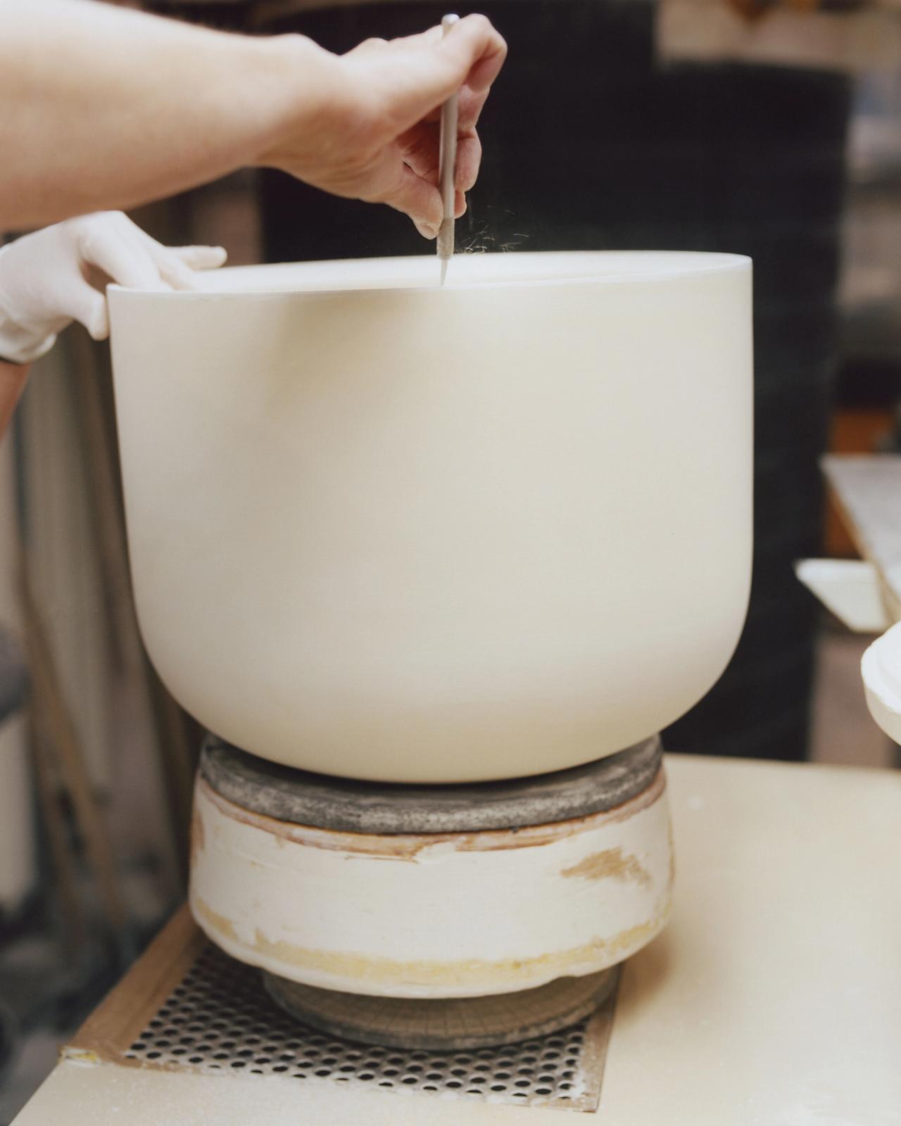 A handcrafted Halo lamp (2019) for Hermès. (Photo: Jeff Bourdreau)