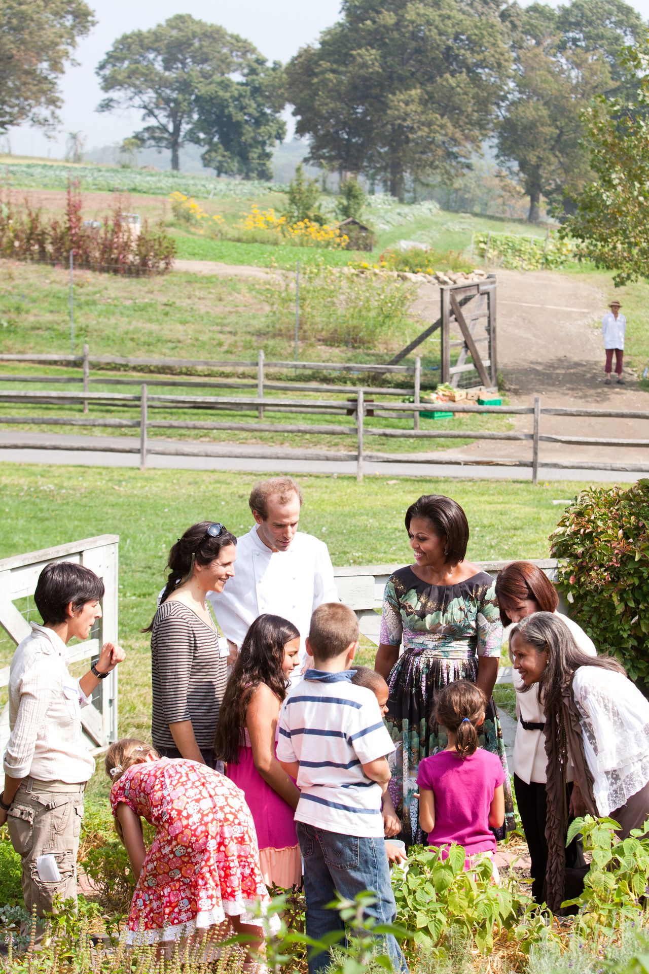 Barber with former First Lady Michelle Obama during her visit to Blue Hill at Stone Barns in 2010. (Photo: Jonathan Young. Courtesy Blue Hill)