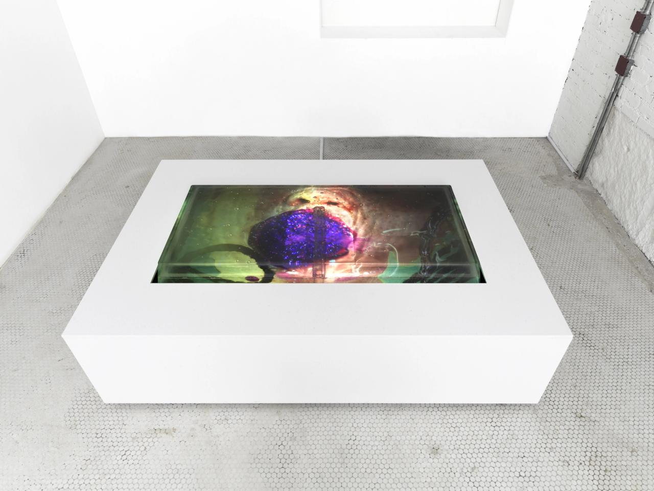 Installation view of Minter’s “Thirsty” infinity fountain (2023) at LGDR gallery in New York City. (Courtesy the artist and LGDR)