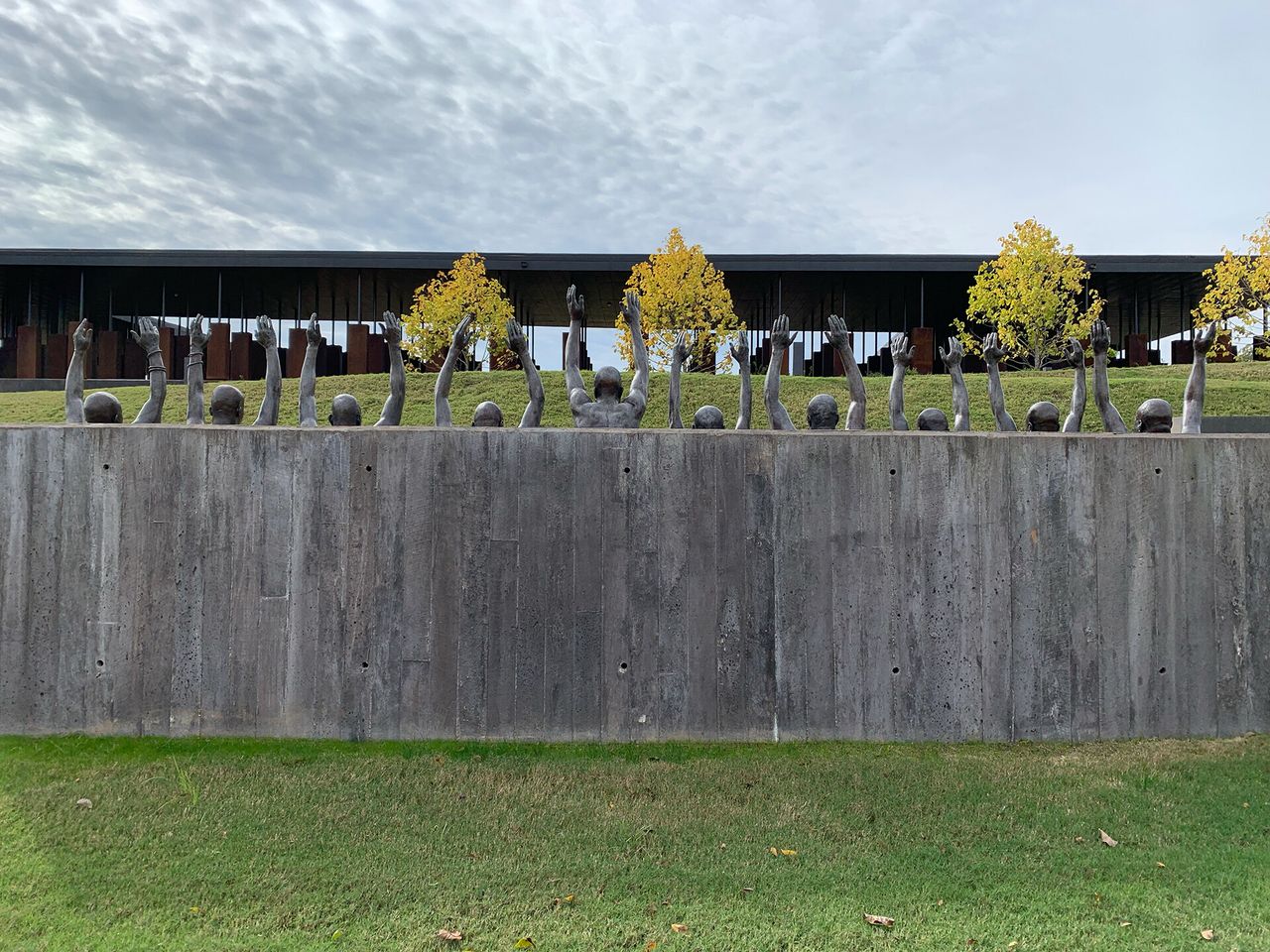 Hank Willis Thomas’s installation “Raise Up” (2014) at the National Memorial for Peace and Justice. (Photo: Spencer Bailey)