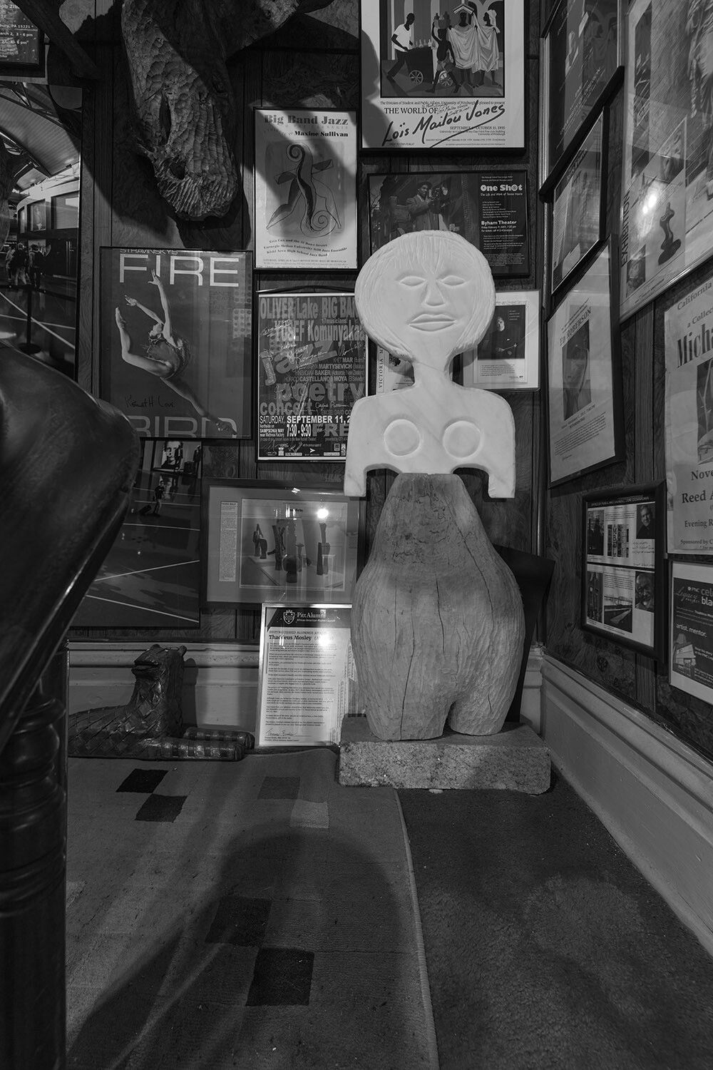 View of some of Mosley’s African tribal sculptures in his home. (Courtesy Thaddeus Mosley)
