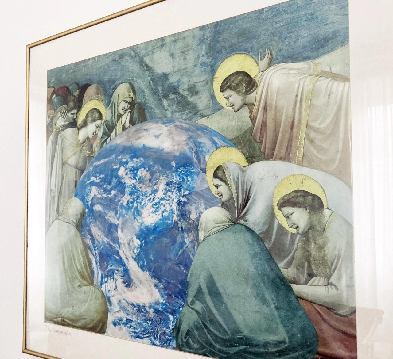 A collage by Shirley Salzman at Koren’s home in Rome. (Courtesy Leonard Koren)