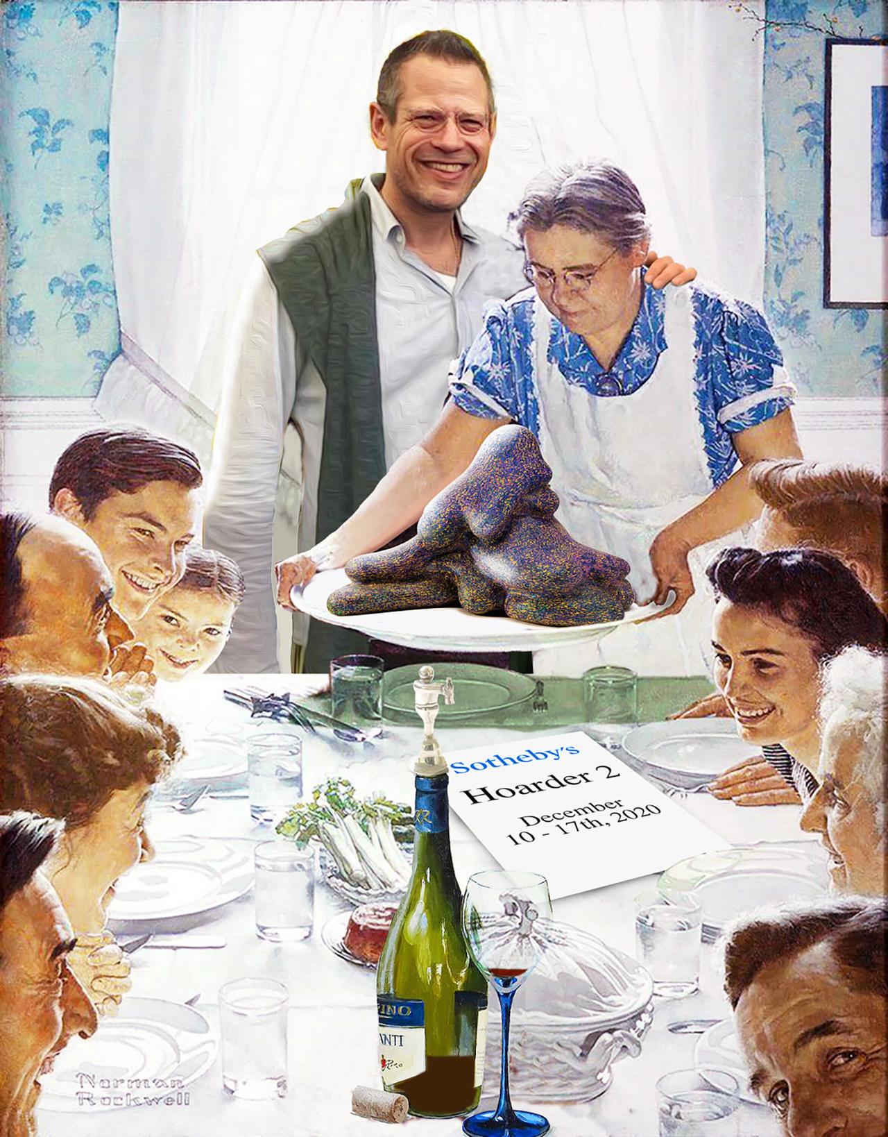 Fake advertisements made by Schachter for his sale “The Hoarder: Part II” at Sotheby’s. (Courtesy Kenny Schachter)