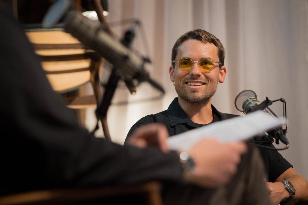 Nachson Mimran during his Time Sensitive interview at The Lobby “hospitality event” in Copenhagen. (Photo: Nedergaard Film/Courtesy The Lobby)