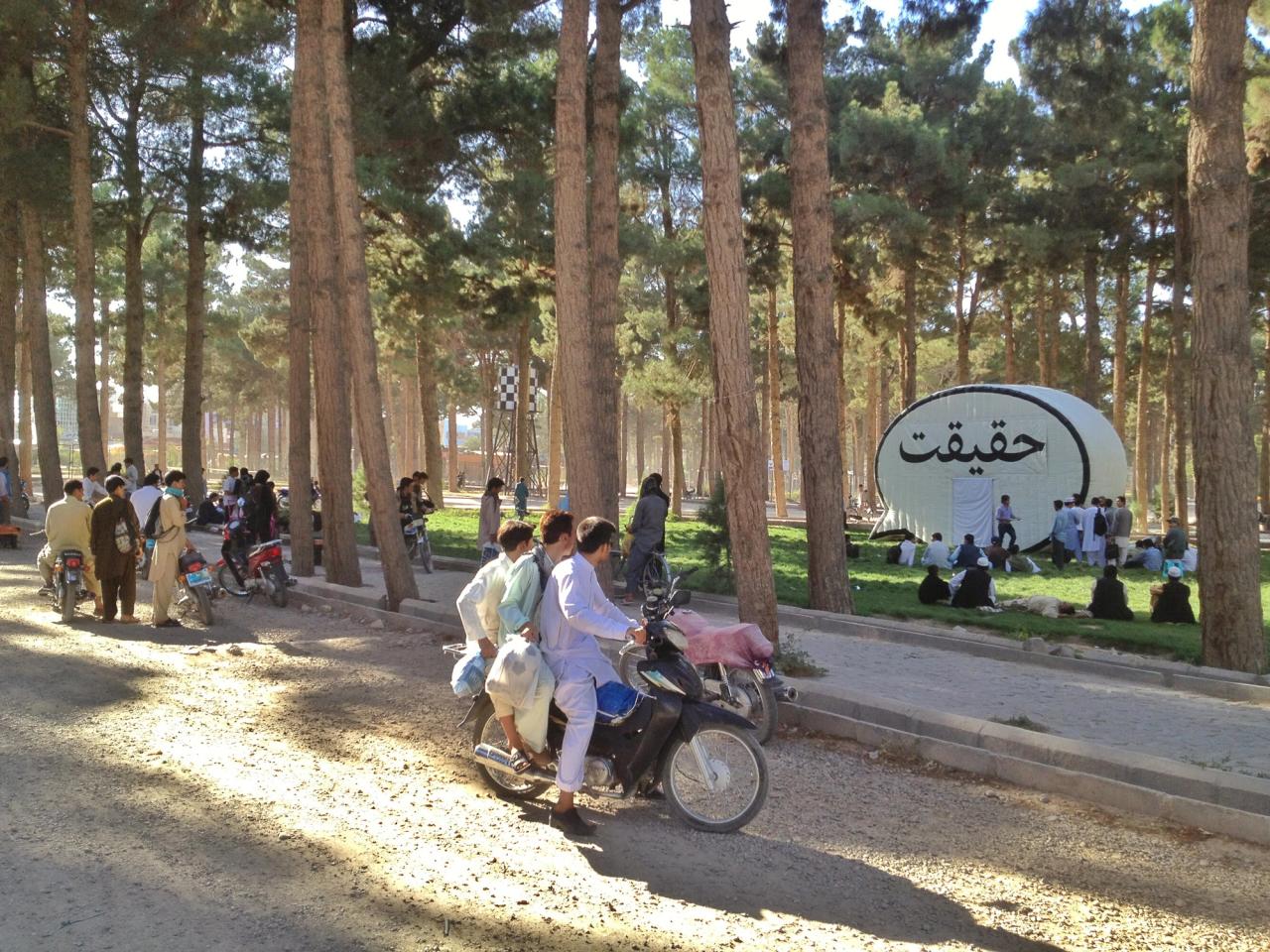 Thomas’s “Truth Booth” installation. (Courtesy the artist)