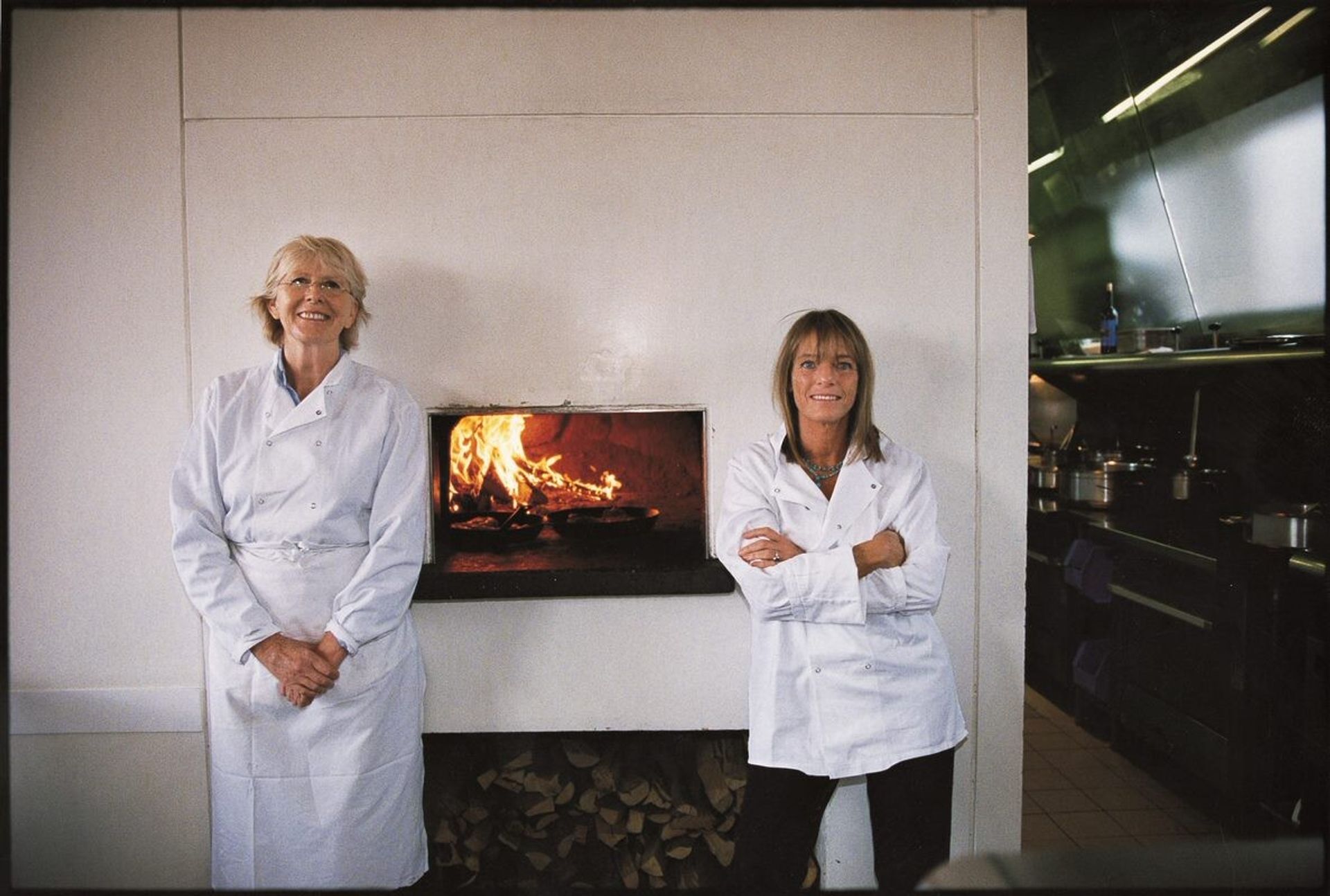 Rose Gray (left) with Rogers in front of the wood oven at the River Cafe. (Courtesy The River Cafe)
