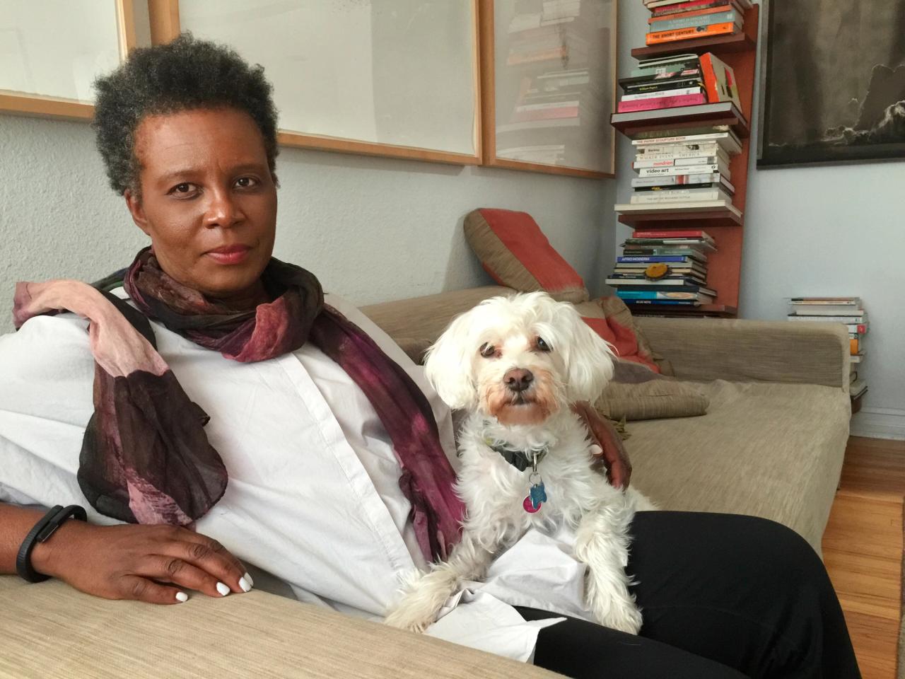Rankine with her dog, Sammy, in 2020. (Courtesy Claudia Rankine)