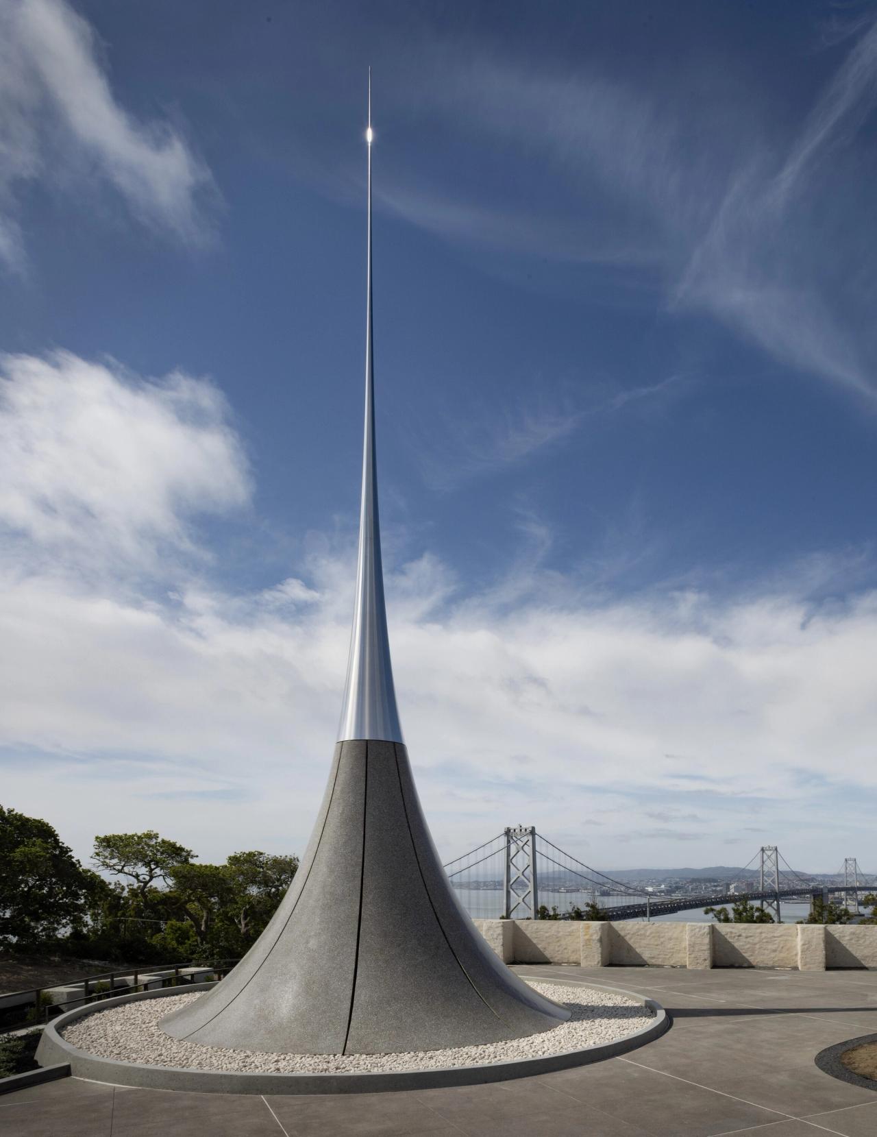 Sugimoto’s sculpture “Point of Infinity” (2023) installed on Yerba Buena Island in San Francisco. (Courtesy Hiroshi Sugimoto)