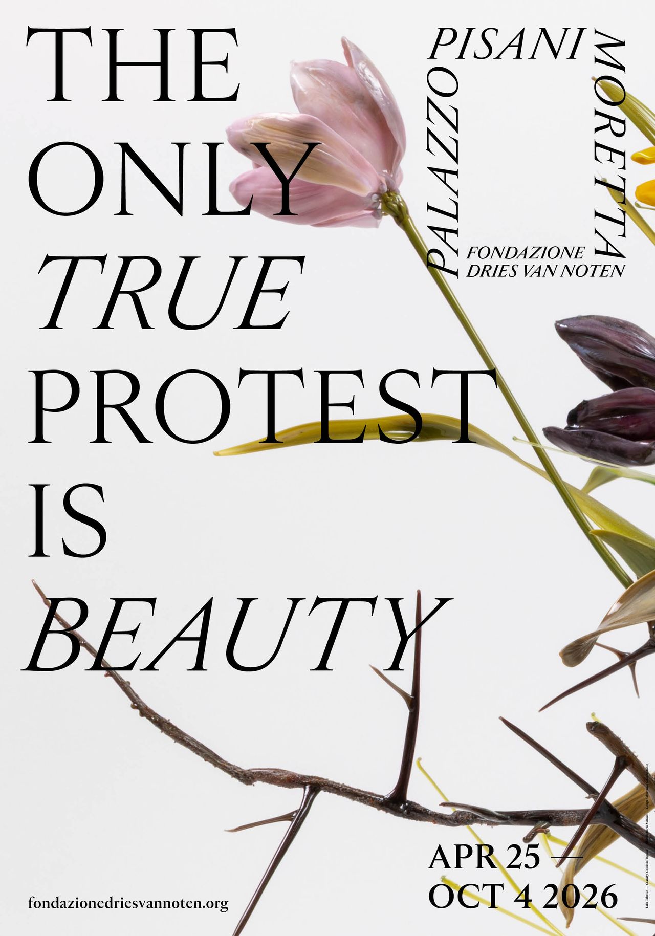 Poster for “The Only True Protest Is Beauty” exhibition. (Courtesy Fondazione Dries Van Noten)