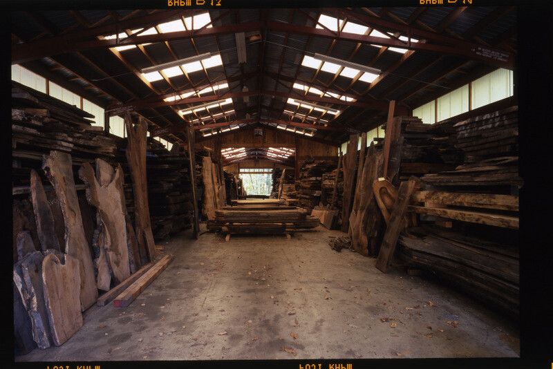 Interior view of the Pole Barn, completed in 1995 at the George Nakashima Woodworkers complex in New Hope, Pennsylvania. (Courtesy George Nakashima Woodworkers)