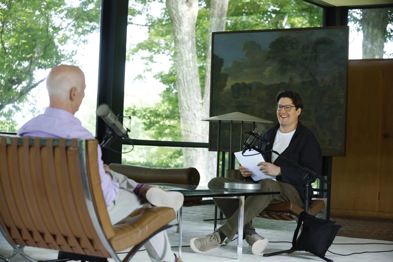 Goldberger (left) and Spencer Bailey during the recording of this episode. (Photo: Ogata for The Slowdown)