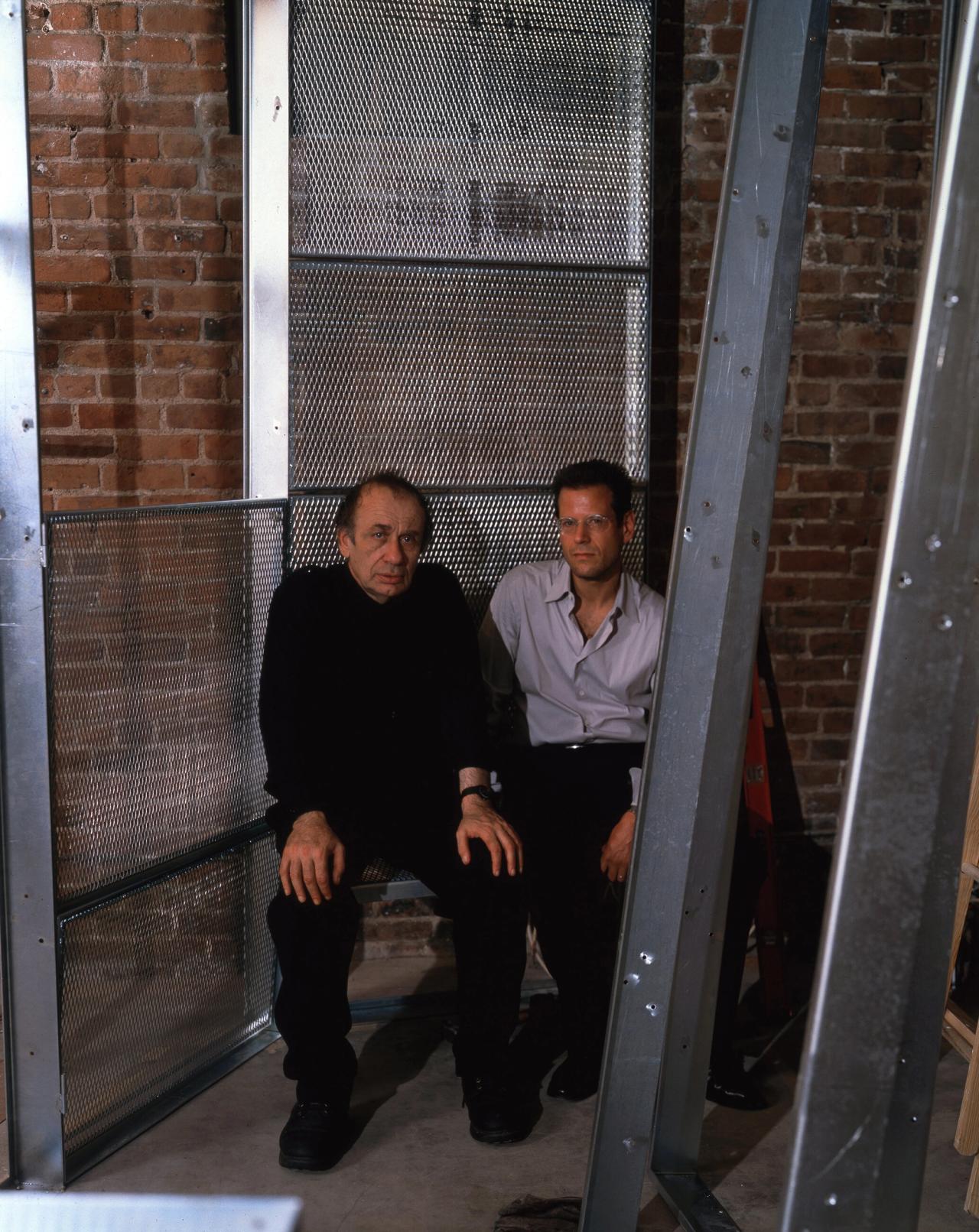 Schachter (right) with Vito Acconci (left) in the Kenny Schachter ConTEMPorary gallery. (Courtesy Kenny Schachter)
