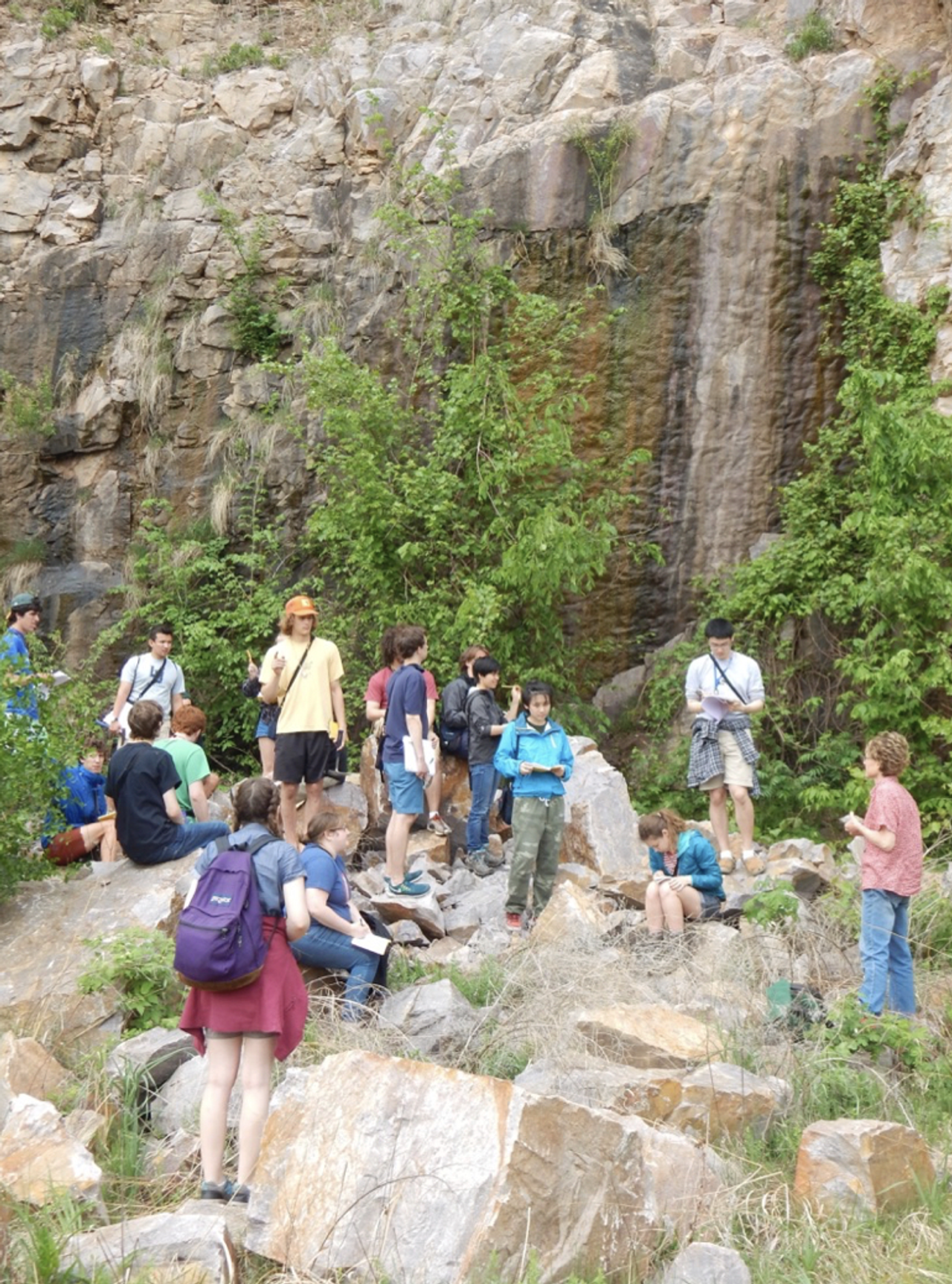 Bjornerud with her students on a geology field trip to the Baraboo Range in Wisconsin. (Courtesy Marcia Bjornerud)
