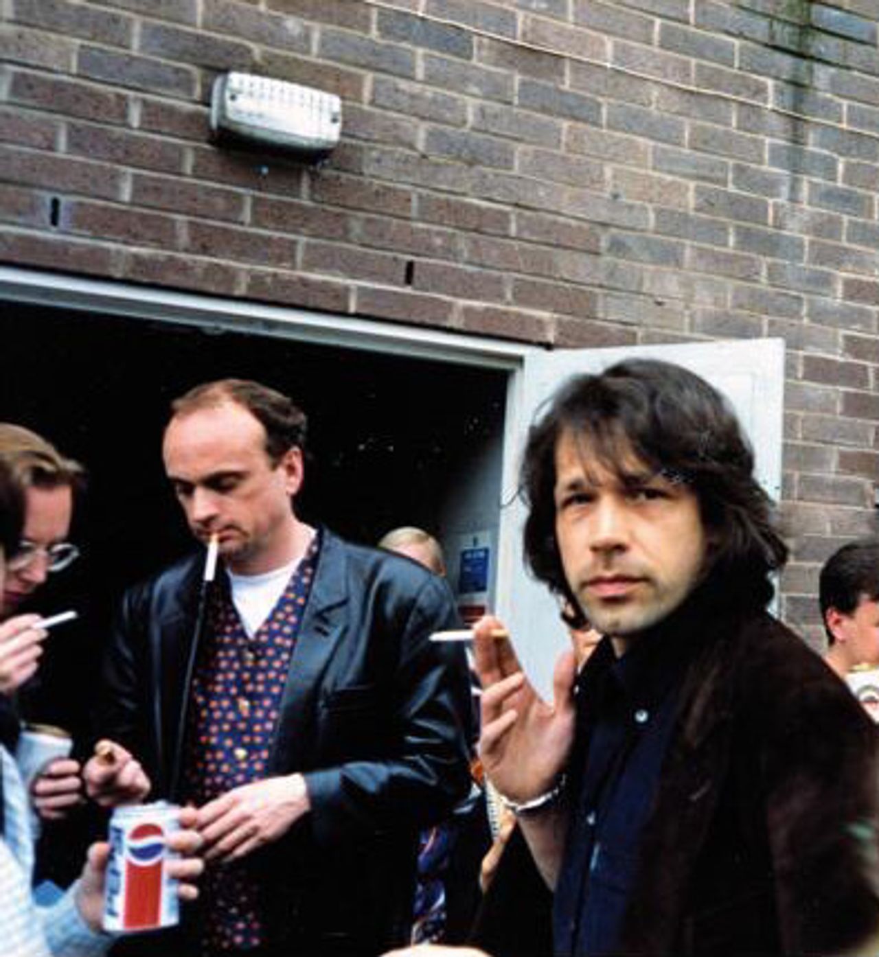 Saville (right) with the British interior designer Ben Kelly (left) in the late 1980s. (Courtesy Peter Saville)