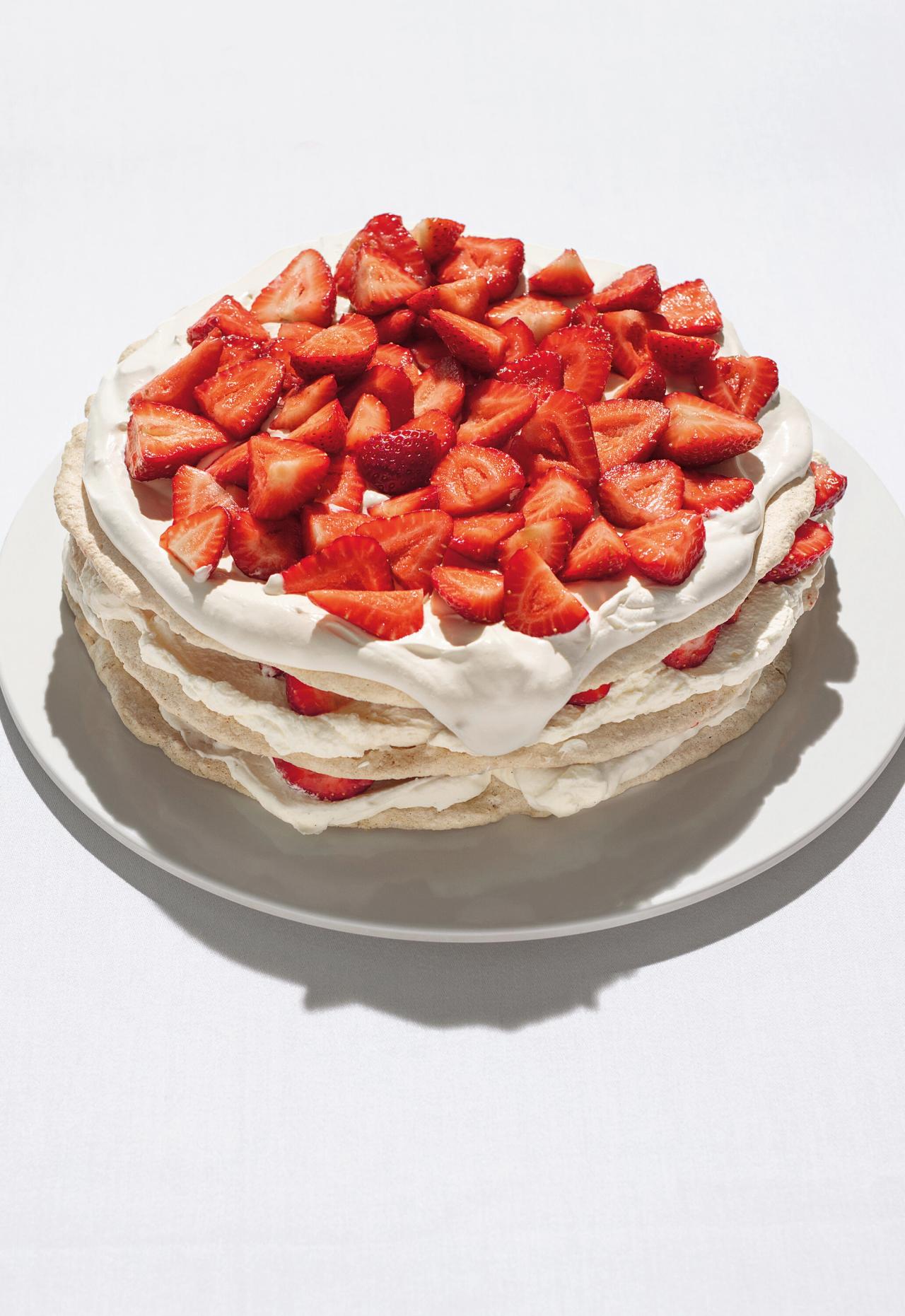 The River Cafe’s almond meringue with strawberries. (Courtesy Phaidon)